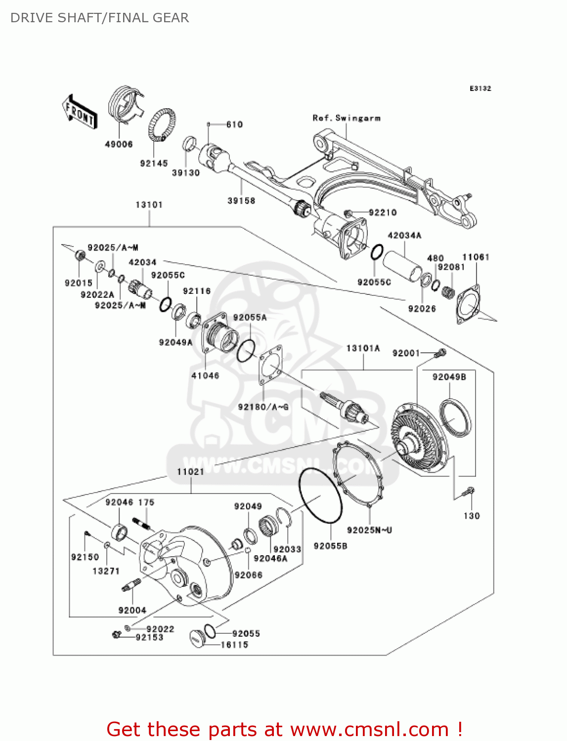 DRIVE SHAFT/FINAL GEAR VN1500N7FA VULCAN 1500 CLASSIC 2007 USA CALIFORNIA CANADA