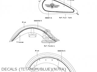 DECALS (TITANUM/BLUE)(N7FA) - VN1500N7FA VULCAN 1500 CLASSIC 2007 USA CALIFORNIA CANADA