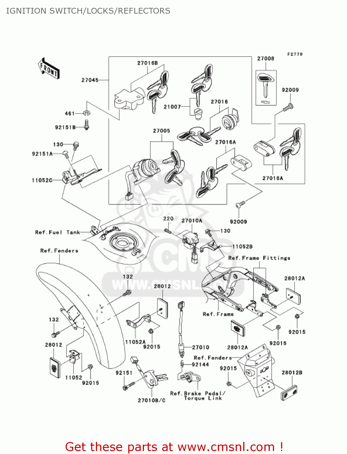IGNITION SWITCH/LOCKS/REFLECTORS VN1500P1 VULCAN 1500 MEANSTREAK 2002 USA CALIFORNIA CANADA