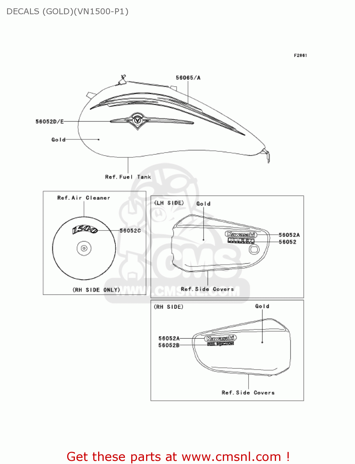 DECALS (GOLD)(VN1500-P1) VN1500P1 VULCAN 1500 MEANSTREAK 2002 USA CALIFORNIA CANADA