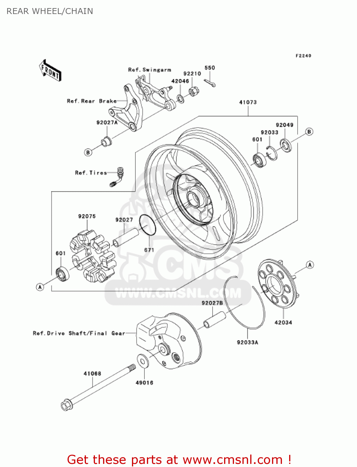 REAR WHEEL/CHAIN VN1500P1 VULCAN 1500 MEANSTREAK 2002 USA CALIFORNIA CANADA