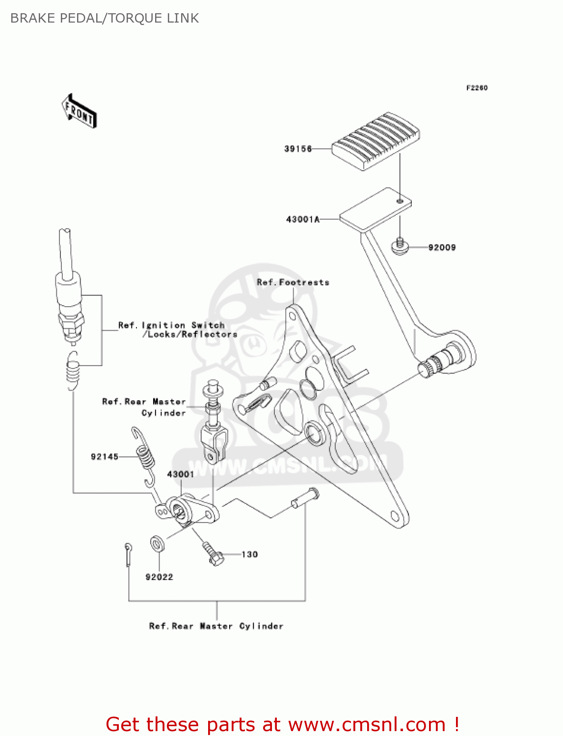 BRAKE PEDAL/TORQUE LINK VN1500P1 VULCAN 1500 MEANSTREAK 2002 USA CALIFORNIA CANADA