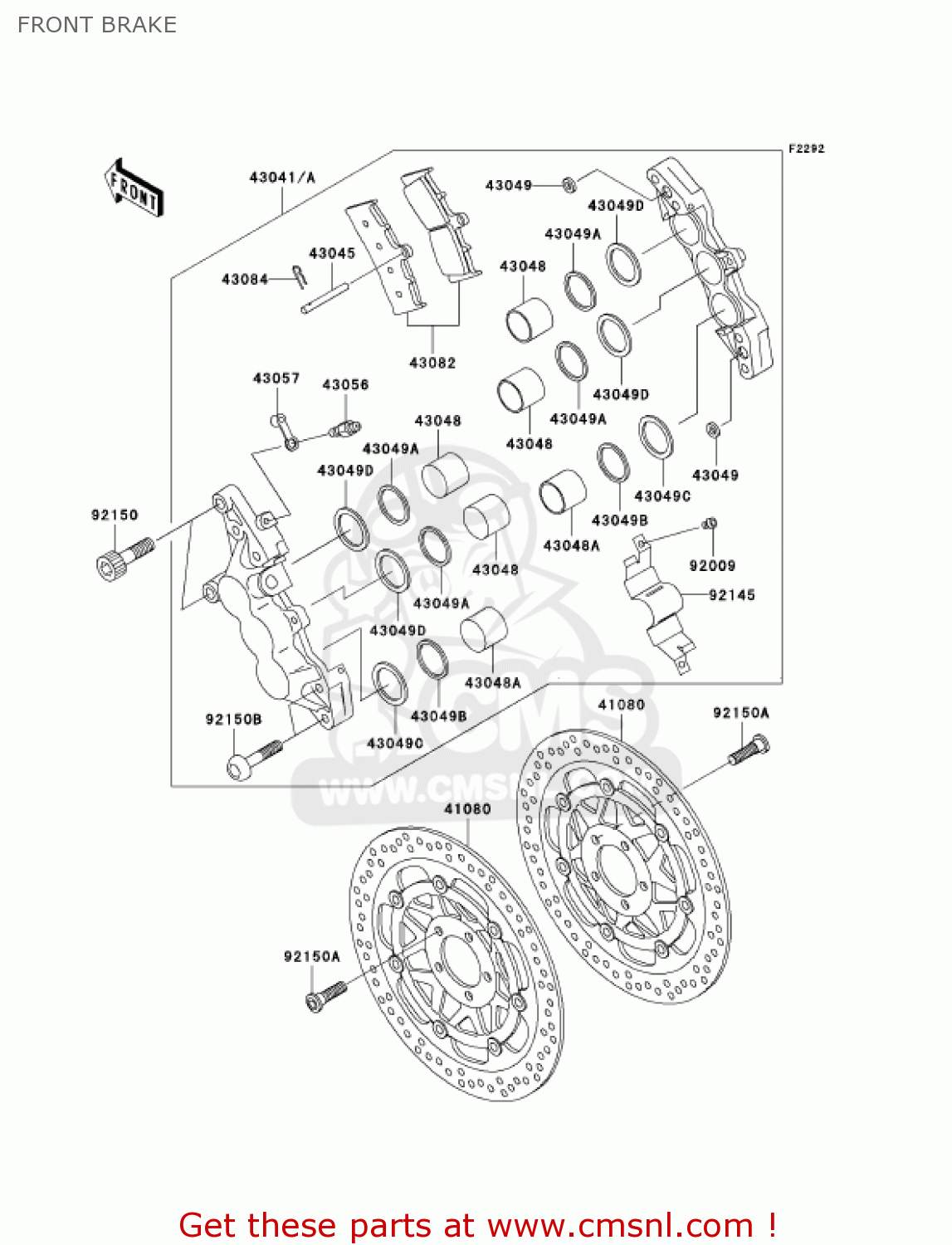 FRONT BRAKE VN1500P1 VULCAN 1500 MEANSTREAK 2002 USA CALIFORNIA CANADA