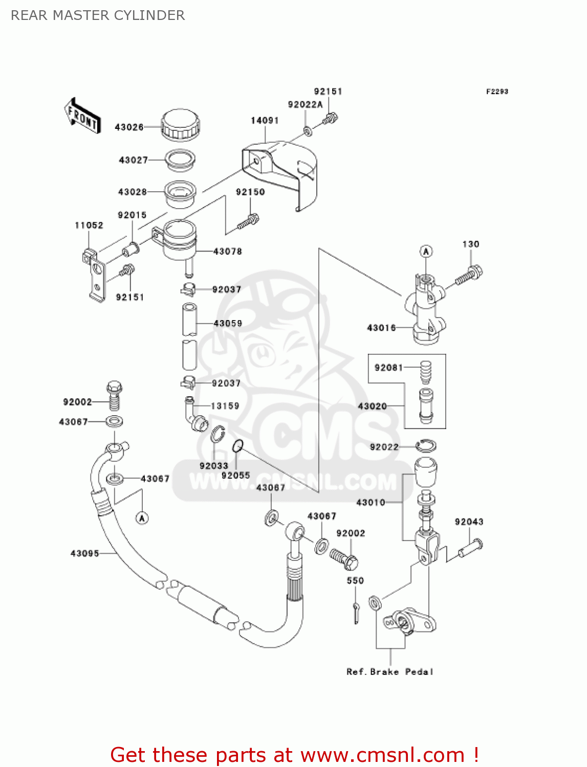 REAR MASTER CYLINDER VN1500P1 VULCAN 1500 MEANSTREAK 2002 USA CALIFORNIA CANADA