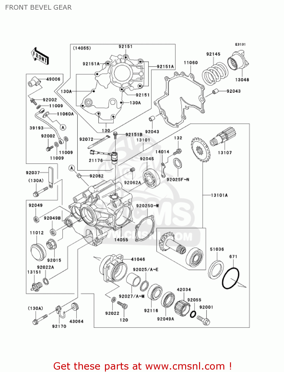 FRONT BEVEL GEAR VN1500P1 VULCAN 1500 MEANSTREAK 2002 USA CALIFORNIA CANADA