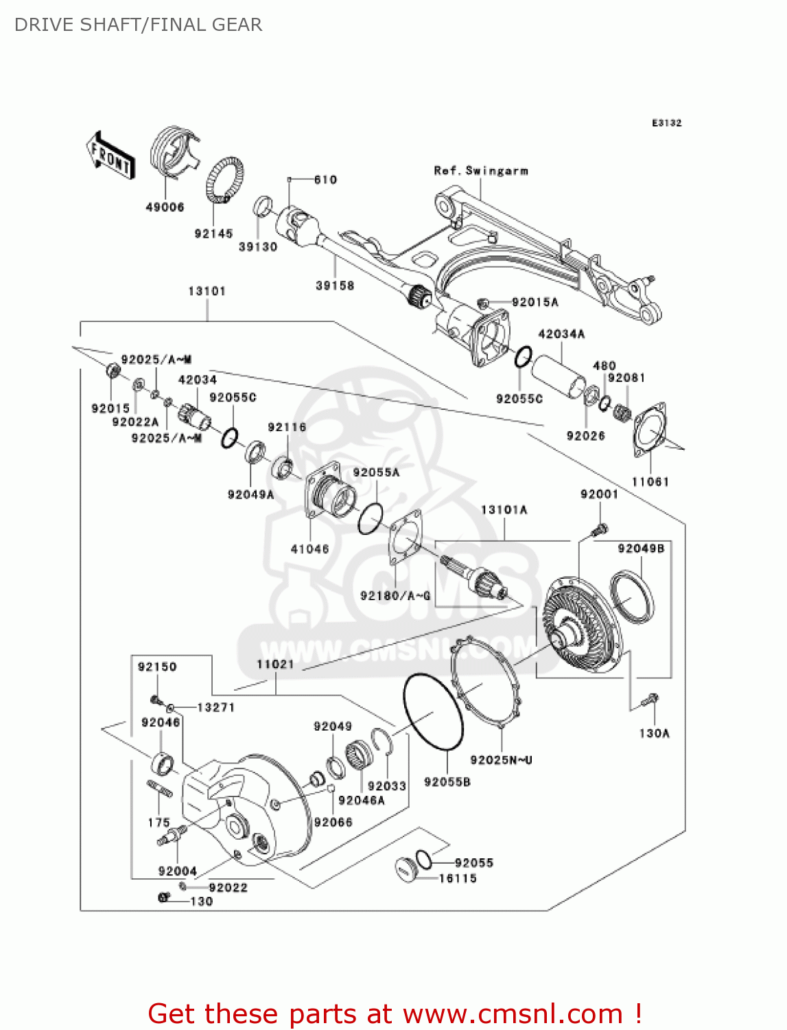 DRIVE SHAFT/FINAL GEAR VN1500P1 VULCAN 1500 MEANSTREAK 2002 USA CALIFORNIA CANADA