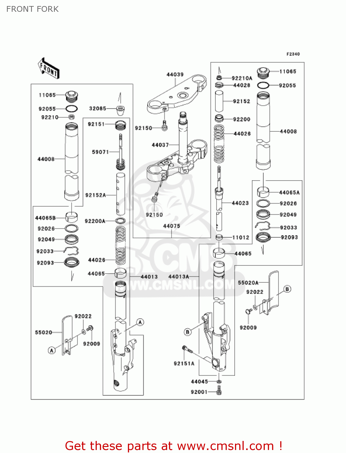 FRONT FORK VN1500P1 VULCAN 1500 MEANSTREAK 2002 USA CALIFORNIA CANADA