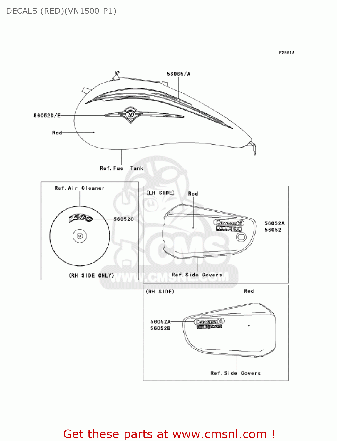 DECALS (RED)(VN1500-P1) VN1500P1 VULCAN 1500 MEANSTREAK 2002 USA CALIFORNIA CANADA