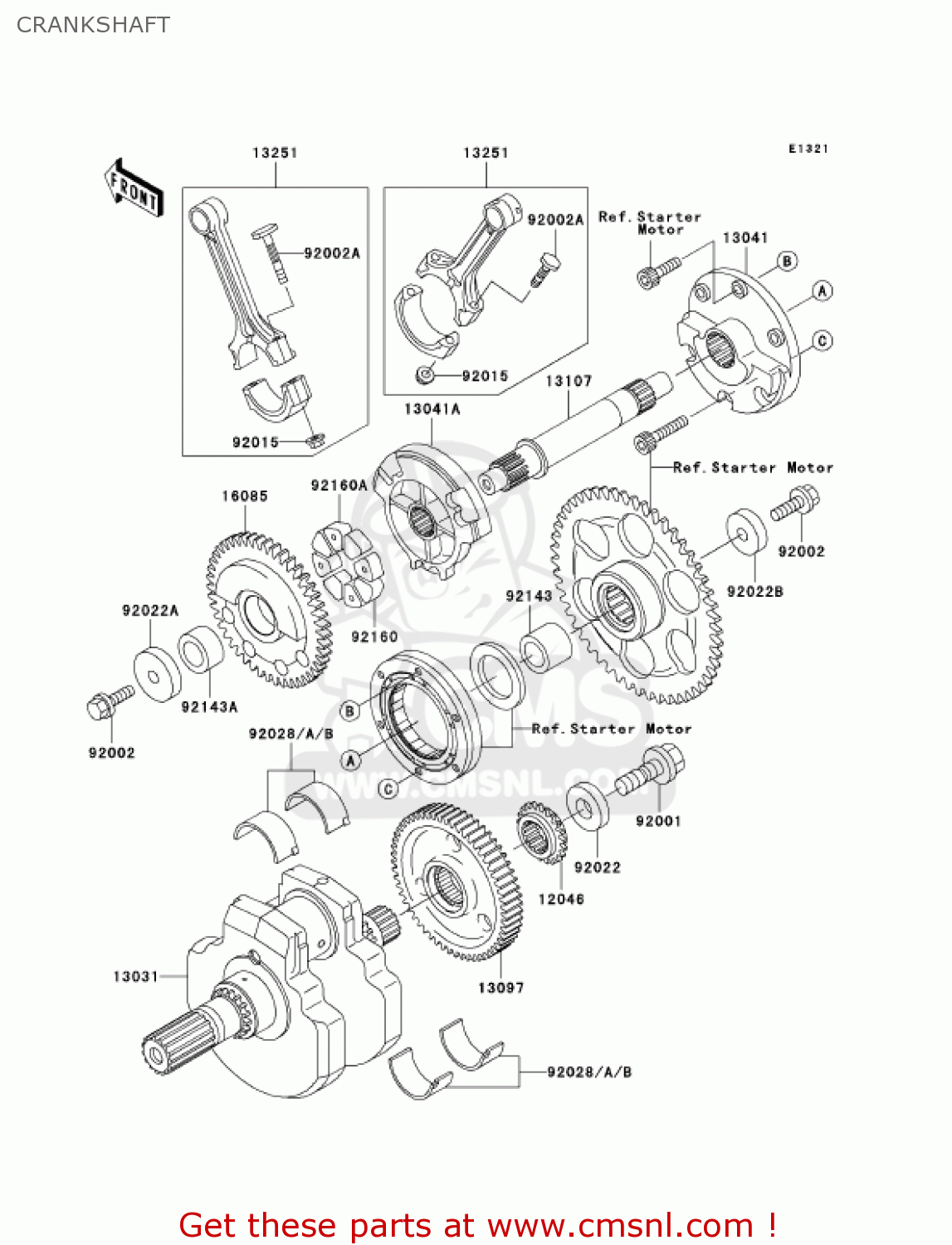 CRANKSHAFT VN1500P1 VULCAN 1500 MEANSTREAK 2002 USA CALIFORNIA CANADA