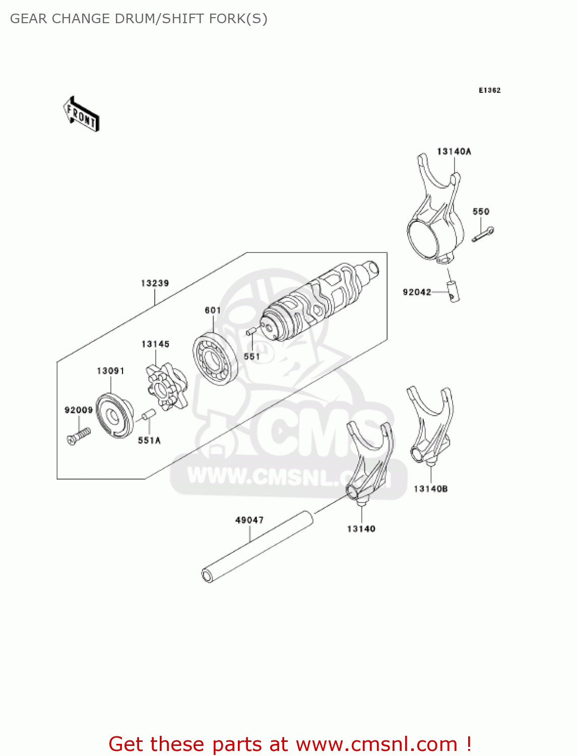 GEAR CHANGE DRUM/SHIFT FORK(S) VN1500P1 VULCAN 1500 MEANSTREAK 2002 USA CALIFORNIA CANADA