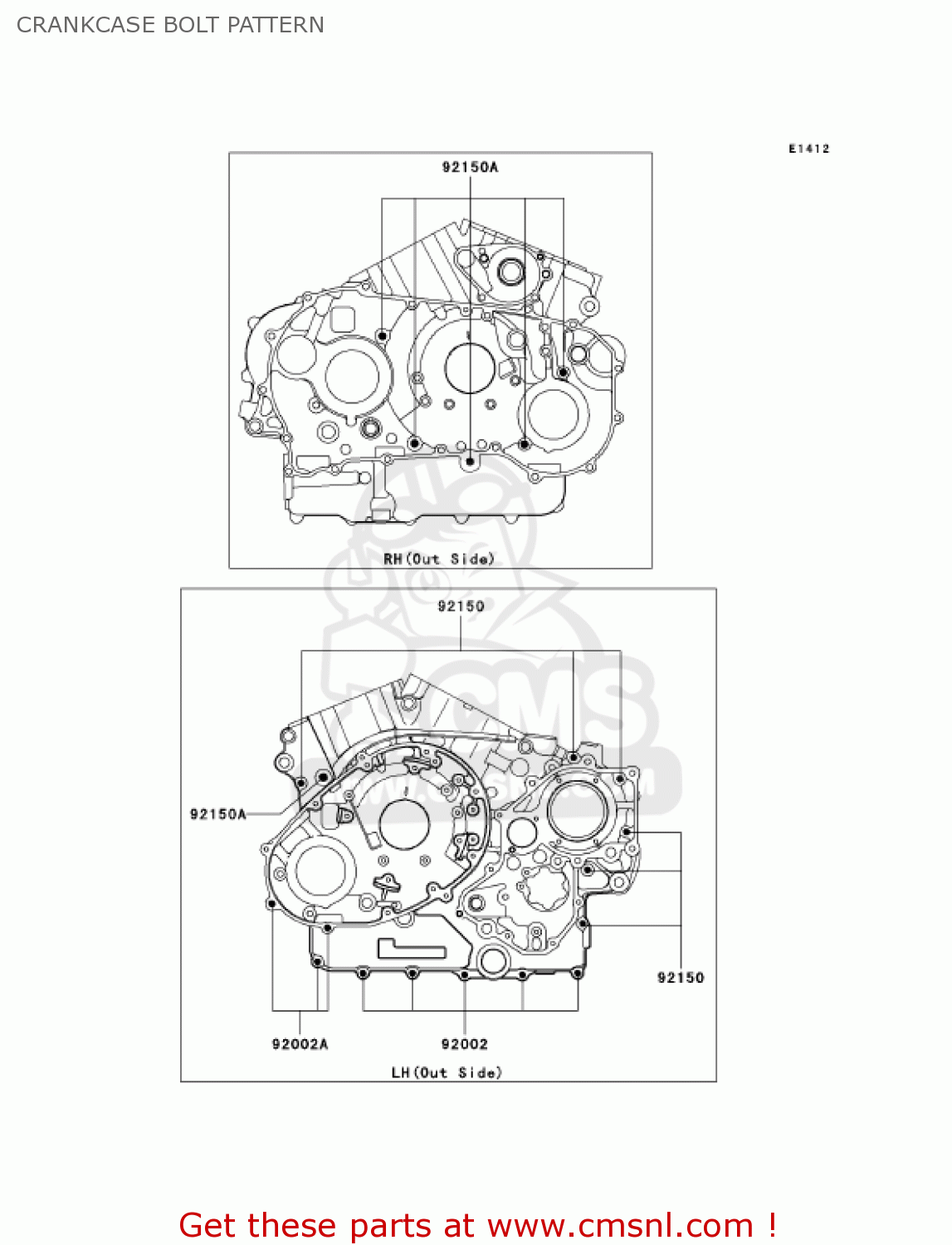 CRANKCASE BOLT PATTERN VN1500P1 VULCAN 1500 MEANSTREAK 2002 USA CALIFORNIA CANADA
