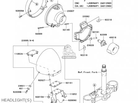 HEADLIGHT(S) - VN1500P1 VULCAN 1500 MEANSTREAK 2002 USA CALIFORNIA CANADA