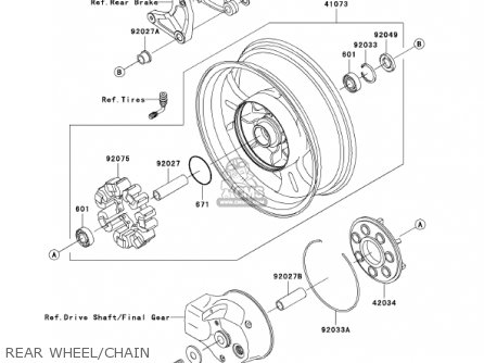 REAR WHEEL/CHAIN - VN1500P1 VULCAN 1500 MEANSTREAK 2002 USA CALIFORNIA CANADA