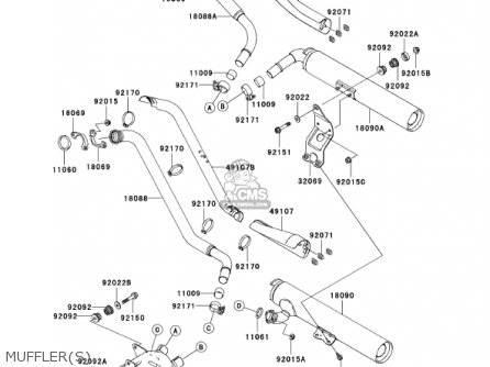 MUFFLER(S) - VN1500P1 VULCAN 1500 MEANSTREAK 2002 USA CALIFORNIA CANADA