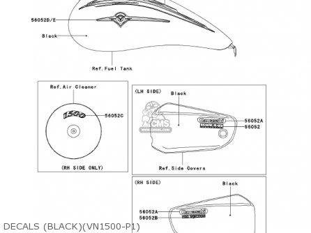 DECALS (BLACK)(VN1500-P1) - VN1500P1 VULCAN 1500 MEANSTREAK 2002 USA CALIFORNIA CANADA