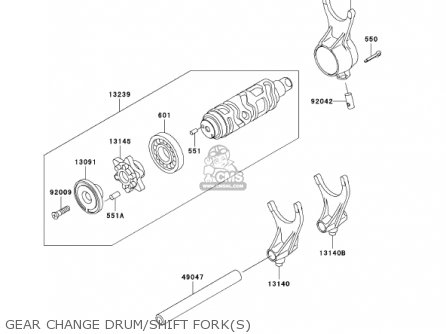 GEAR CHANGE DRUM/SHIFT FORK(S) - VN1500P1 VULCAN 1500 MEANSTREAK 2002 USA CALIFORNIA CANADA