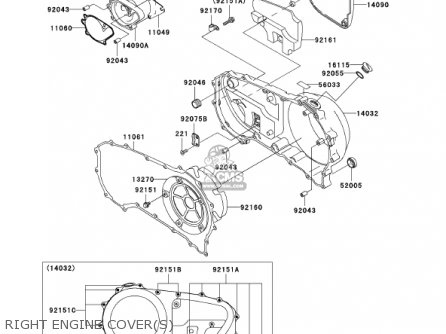RIGHT ENGINE COVER(S) - VN1500P1 VULCAN 1500 MEANSTREAK 2002 USA CALIFORNIA CANADA