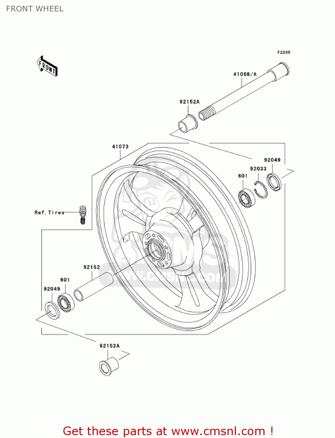 FRONT WHEEL VN1500P2 VULCAN 1500 MEANSTREAK 2003 USA CALIFORNIA CANADA