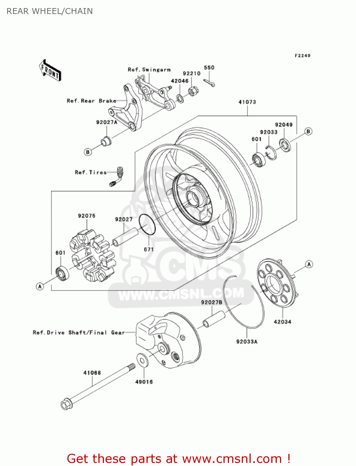 REAR WHEEL/CHAIN VN1500P2 VULCAN 1500 MEANSTREAK 2003 USA CALIFORNIA CANADA