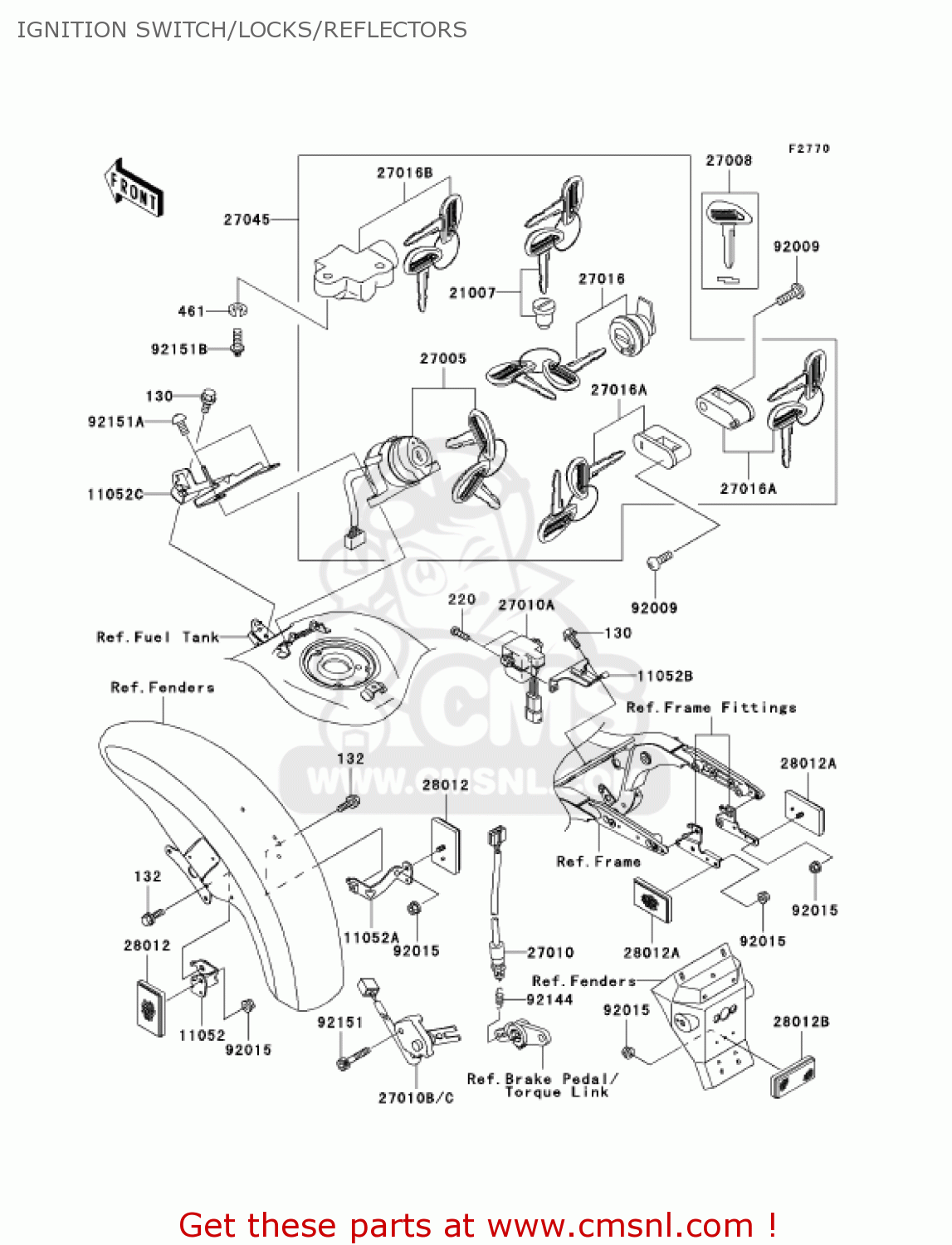 IGNITION SWITCH/LOCKS/REFLECTORS VN1500P2 VULCAN 1500 MEANSTREAK 2003 USA CALIFORNIA CANADA