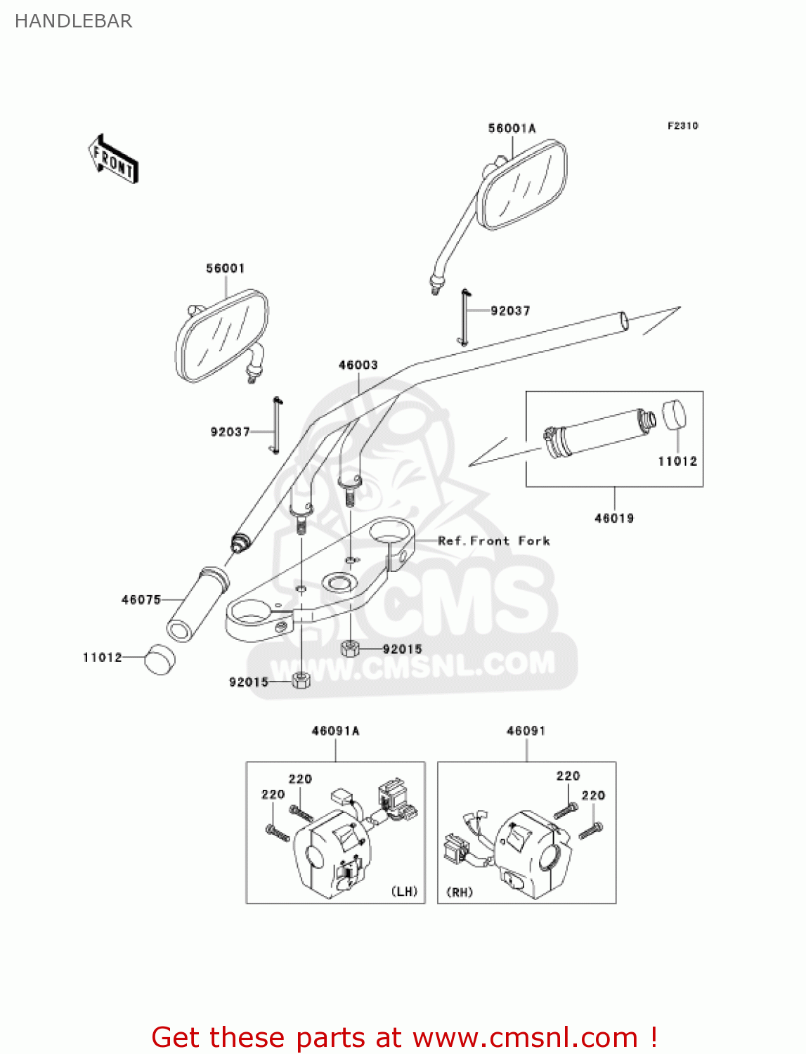 HANDLEBAR VN1500P2 VULCAN 1500 MEANSTREAK 2003 USA CALIFORNIA CANADA