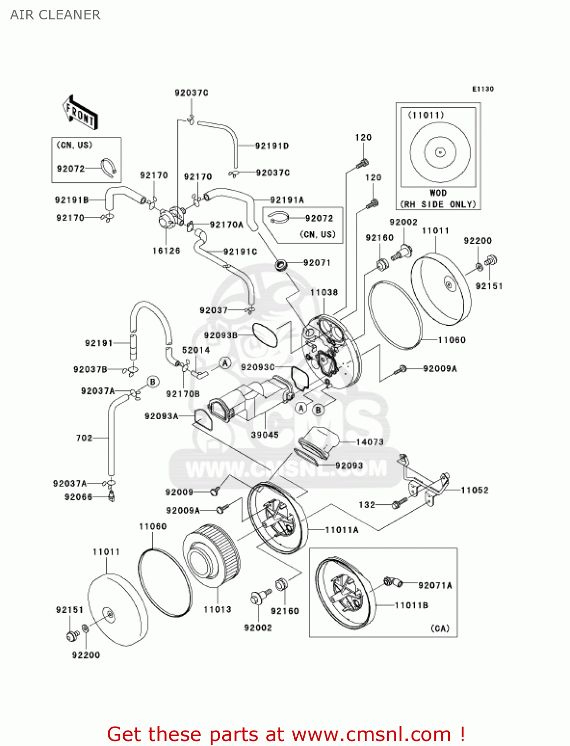 AIR CLEANER VN1500P2 VULCAN 1500 MEANSTREAK 2003 USA CALIFORNIA CANADA