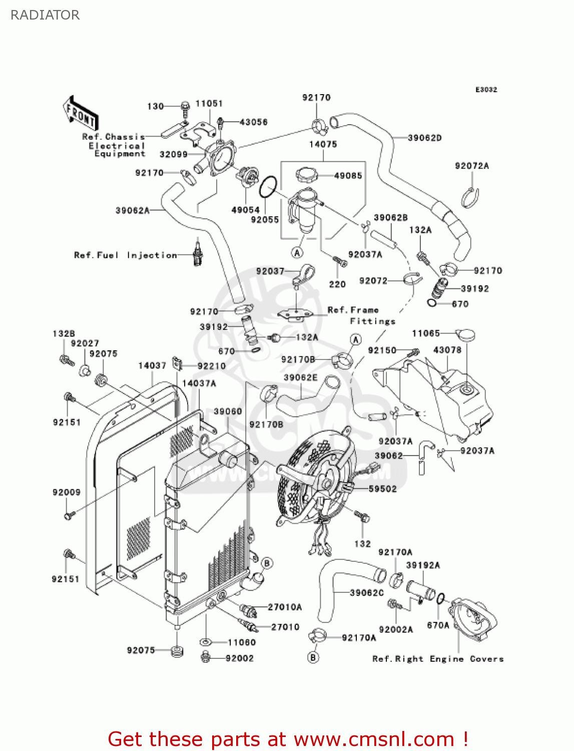 RADIATOR VN1500P2 VULCAN 1500 MEANSTREAK 2003 USA CALIFORNIA CANADA