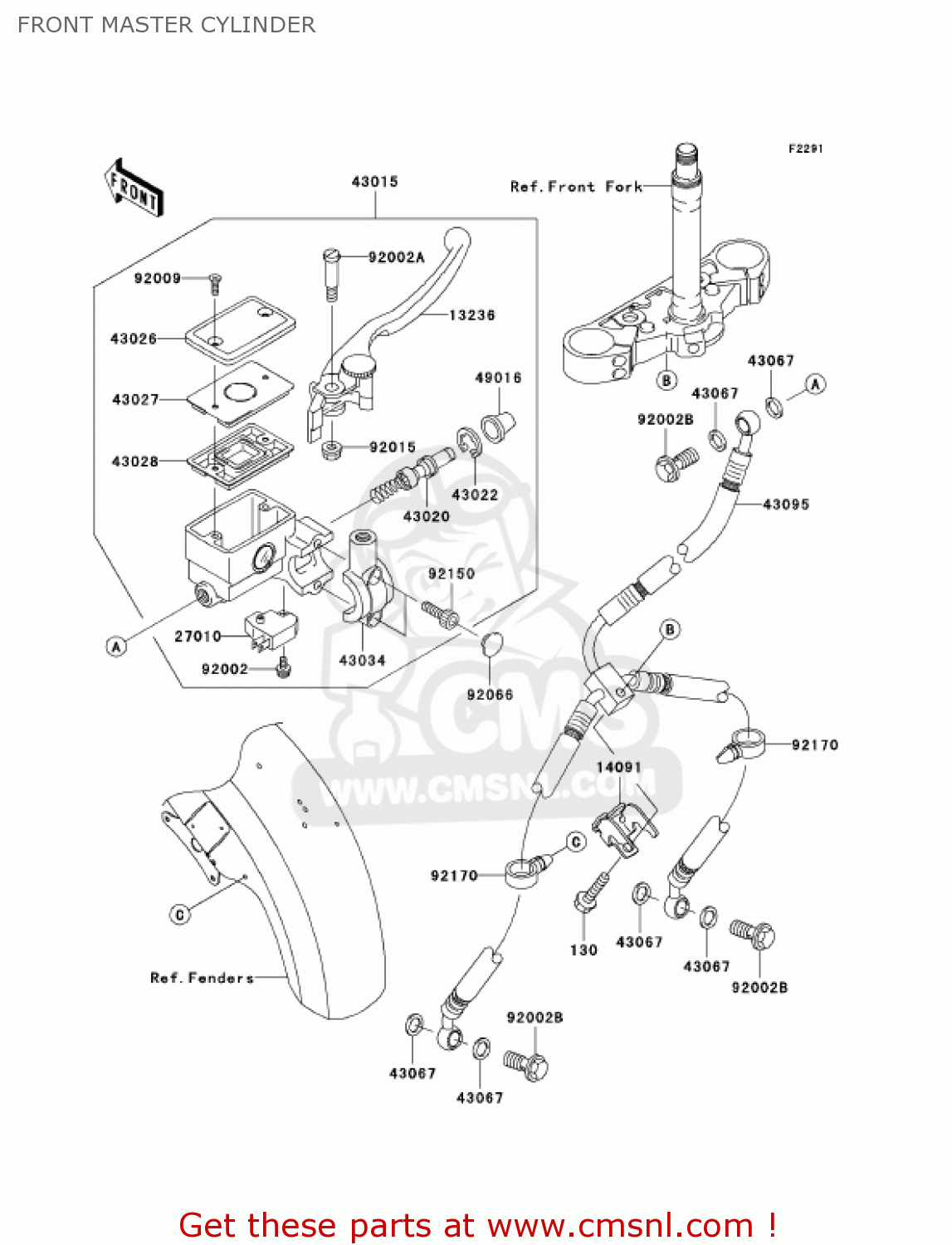 FRONT MASTER CYLINDER VN1500P2 VULCAN 1500 MEANSTREAK 2003 USA CALIFORNIA CANADA