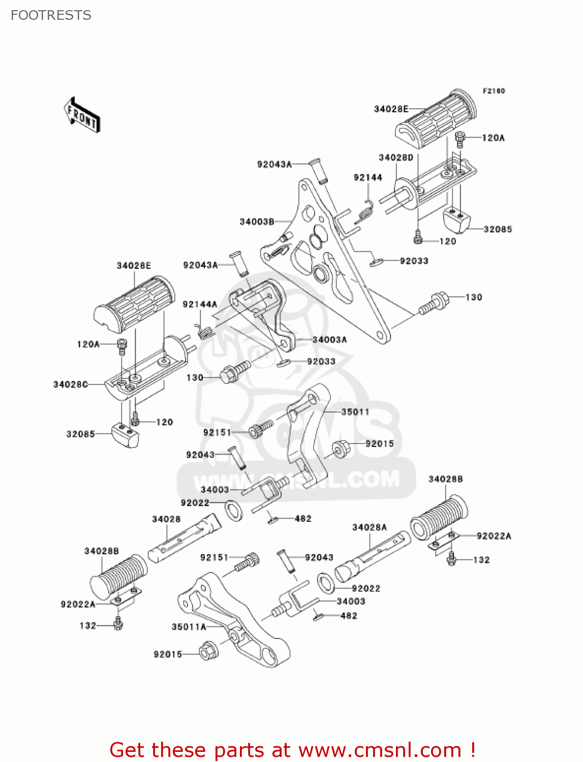 FOOTRESTS VN1500P2 VULCAN 1500 MEANSTREAK 2003 USA CALIFORNIA CANADA