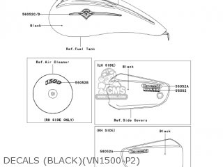 DECALS (BLACK)(VN1500-P2) - VN1500P2 VULCAN 1500 MEANSTREAK 2003 USA CALIFORNIA CANADA
