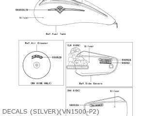 DECALS (SILVER)(VN1500-P2) - VN1500P2 VULCAN 1500 MEANSTREAK 2003 USA CALIFORNIA CANADA