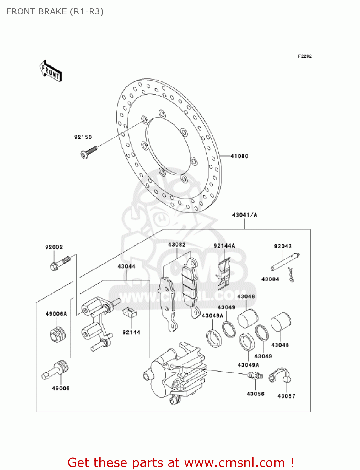 FRONT BRAKE (R1-R3) VN1500R1 VULCAN 1500 DRIFTER 2001 USA CALIFORNIA CANADA