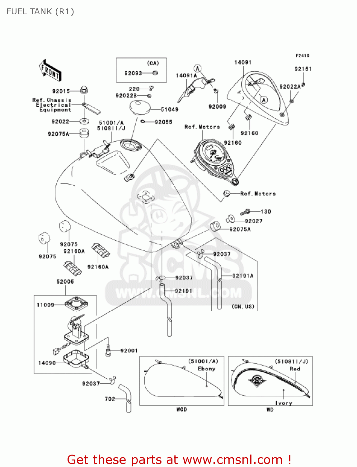 FUEL TANK (R1) VN1500R1 VULCAN 1500 DRIFTER 2001 USA CALIFORNIA CANADA