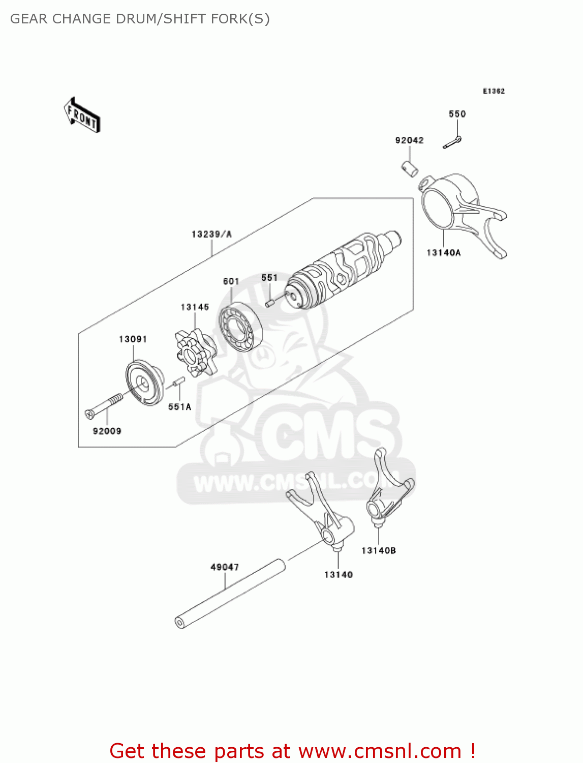 GEAR CHANGE DRUM/SHIFT FORK(S) VN1500R1 VULCAN 1500 DRIFTER 2001 USA CALIFORNIA CANADA