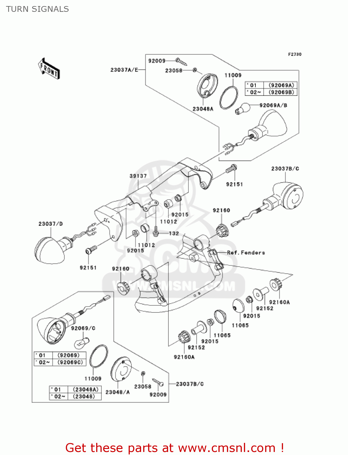 TURN SIGNALS VN1500R1 VULCAN 1500 DRIFTER 2001 USA CALIFORNIA CANADA