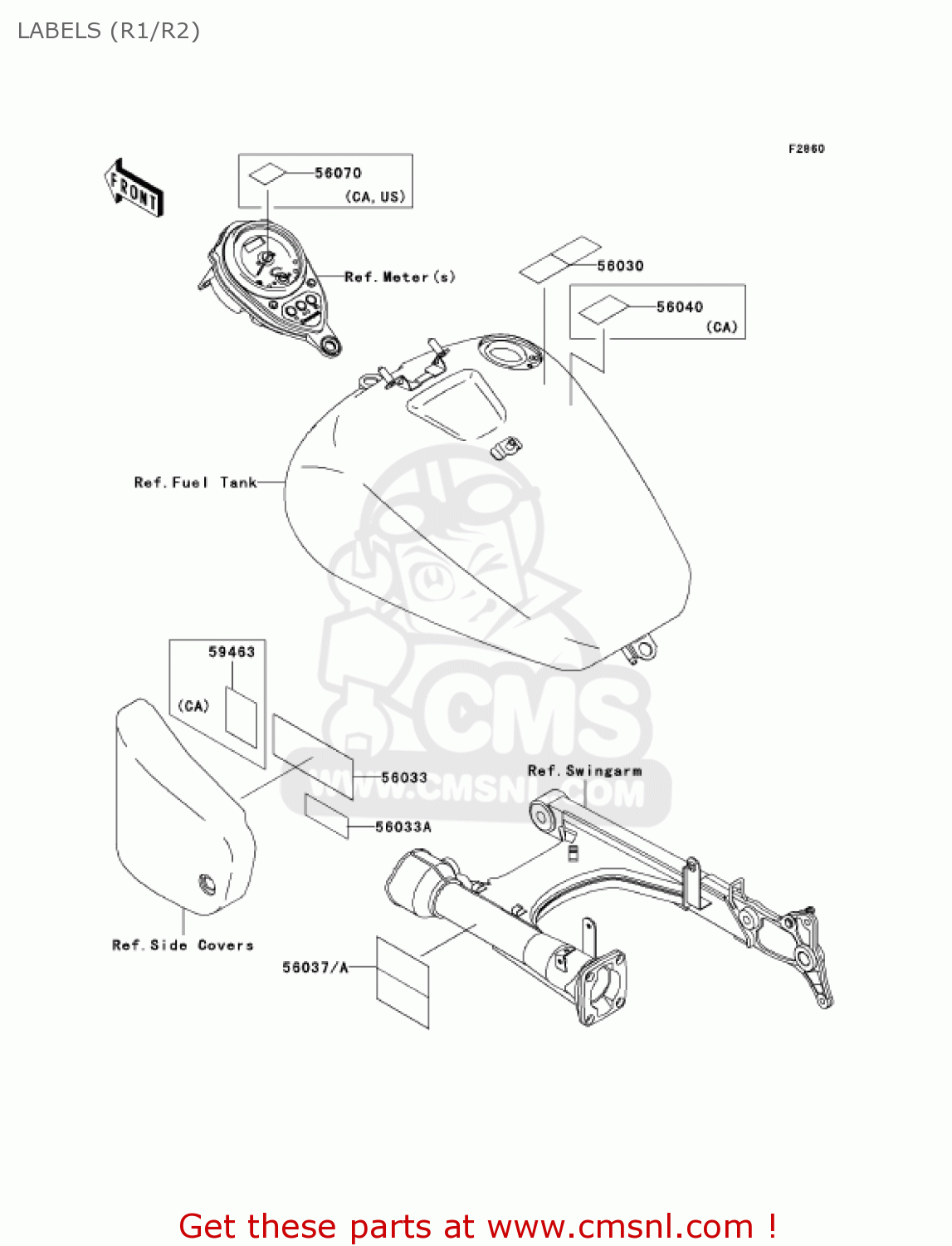LABELS (R1/R2) VN1500R1 VULCAN 1500 DRIFTER 2001 USA CALIFORNIA CANADA