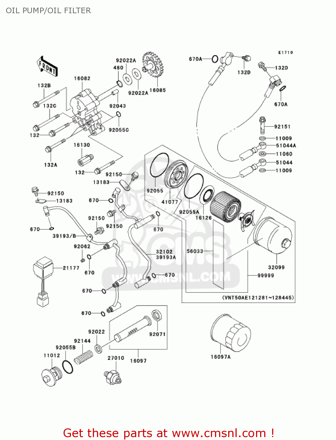 OIL PUMP/OIL FILTER VN1500R1 VULCAN 1500 DRIFTER 2001 USA CALIFORNIA CANADA