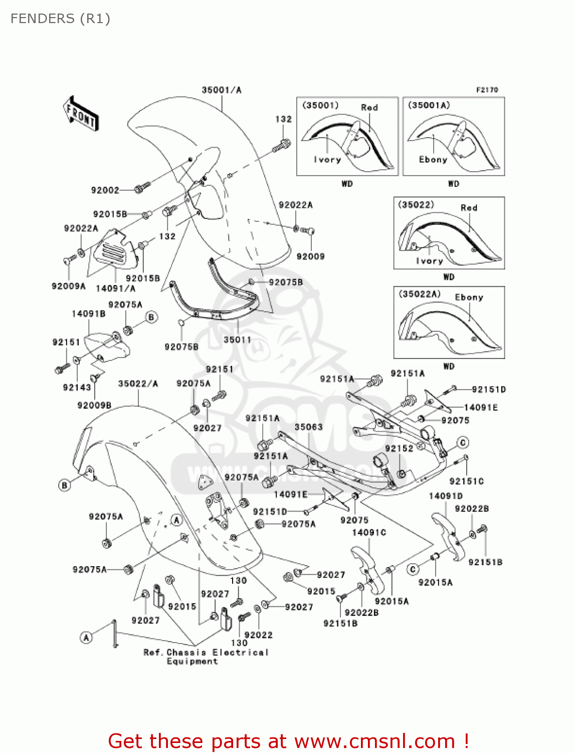 FENDERS (R1) VN1500R1 VULCAN 1500 DRIFTER 2001 USA CALIFORNIA CANADA
