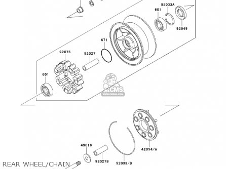 REAR WHEEL/CHAIN - VN1500R1 VULCAN 1500 DRIFTER 2001 USA CALIFORNIA CANADA
