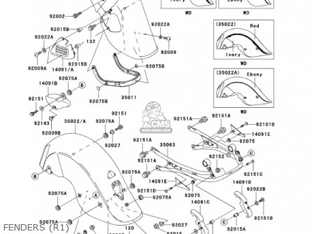 FENDERS (R1) - VN1500R1 VULCAN 1500 DRIFTER 2001 USA CALIFORNIA CANADA