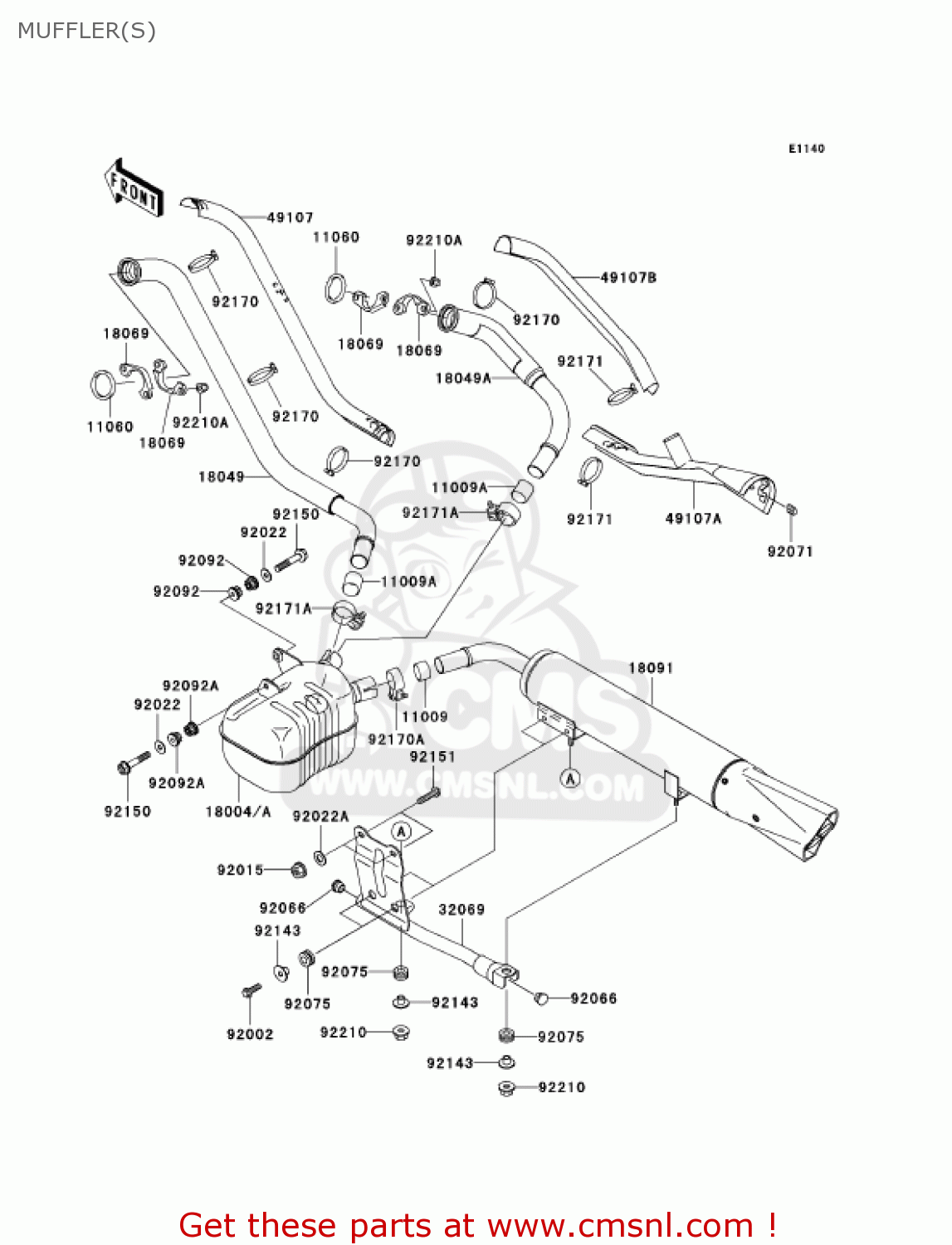 MUFFLER(S) VN1500R2 VULCAN 1500 DRIFTER 2002 USA CALIFORNIA CANADA