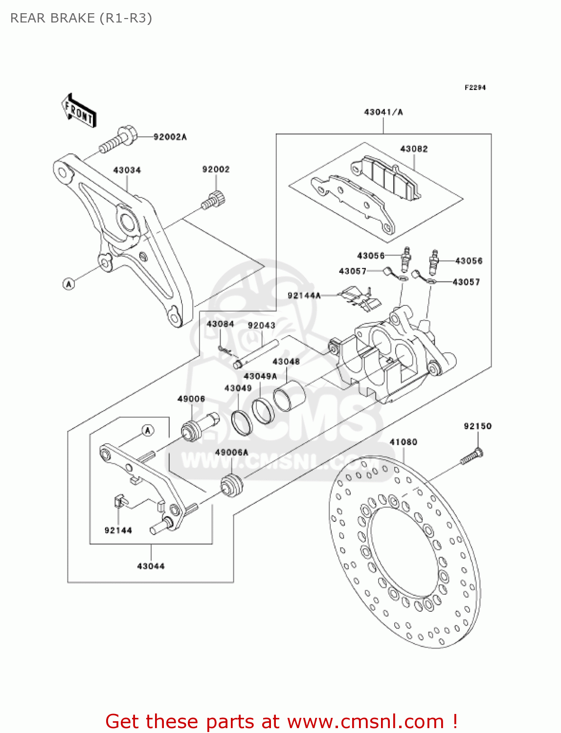 REAR BRAKE (R1-R3) VN1500R2 VULCAN 1500 DRIFTER 2002 USA CALIFORNIA CANADA