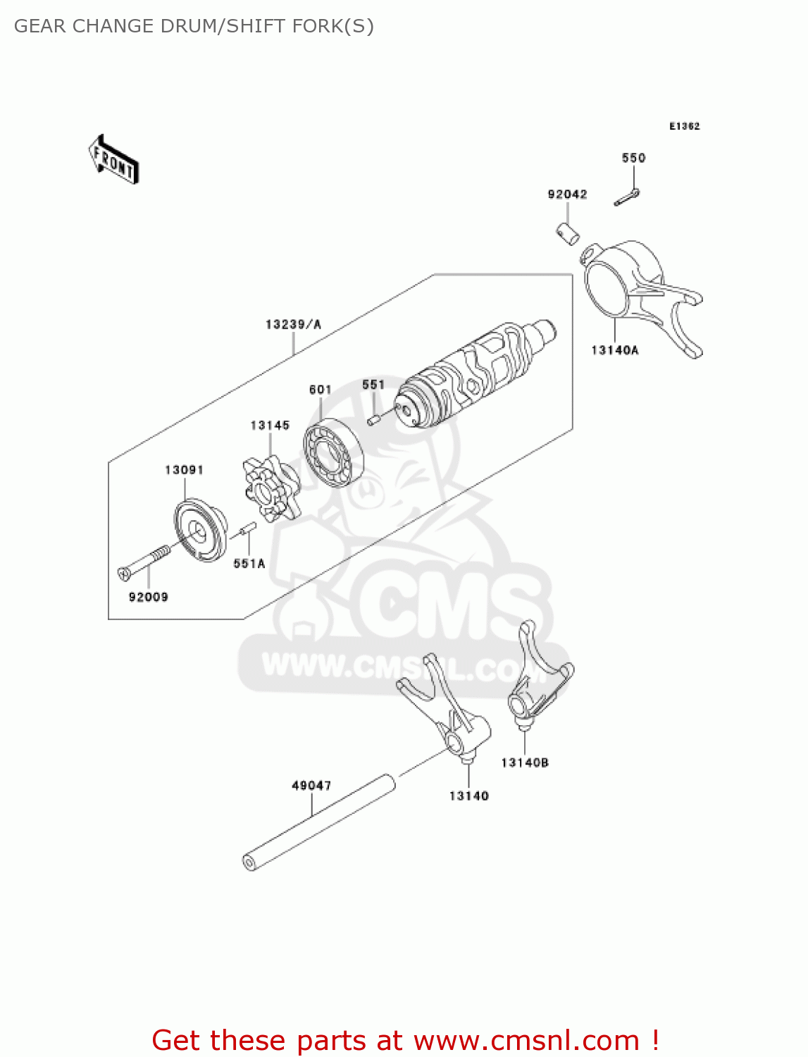 GEAR CHANGE DRUM/SHIFT FORK(S) VN1500R2 VULCAN 1500 DRIFTER 2002 USA CALIFORNIA CANADA