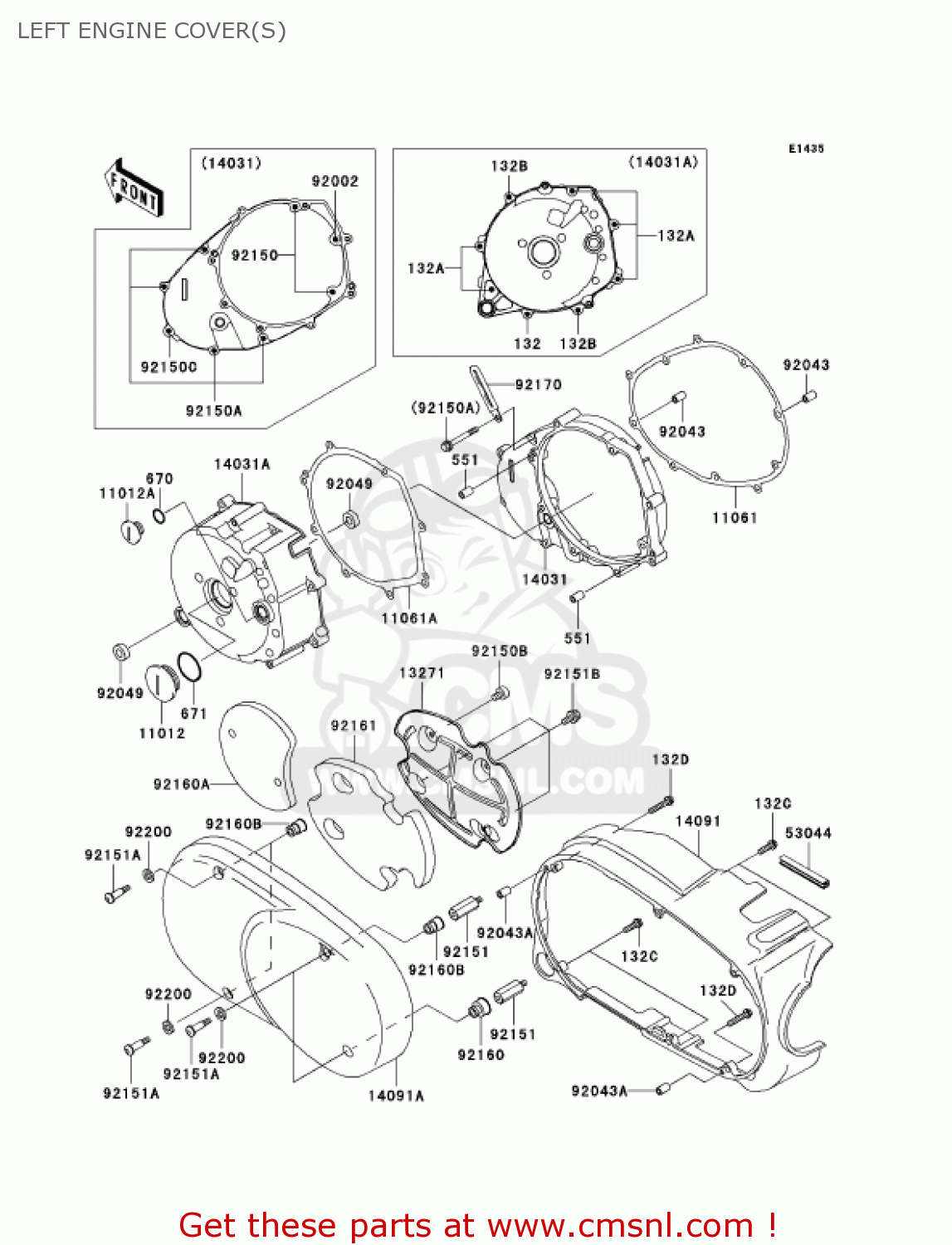 LEFT ENGINE COVER(S) VN1500R2 VULCAN 1500 DRIFTER 2002 USA CALIFORNIA CANADA