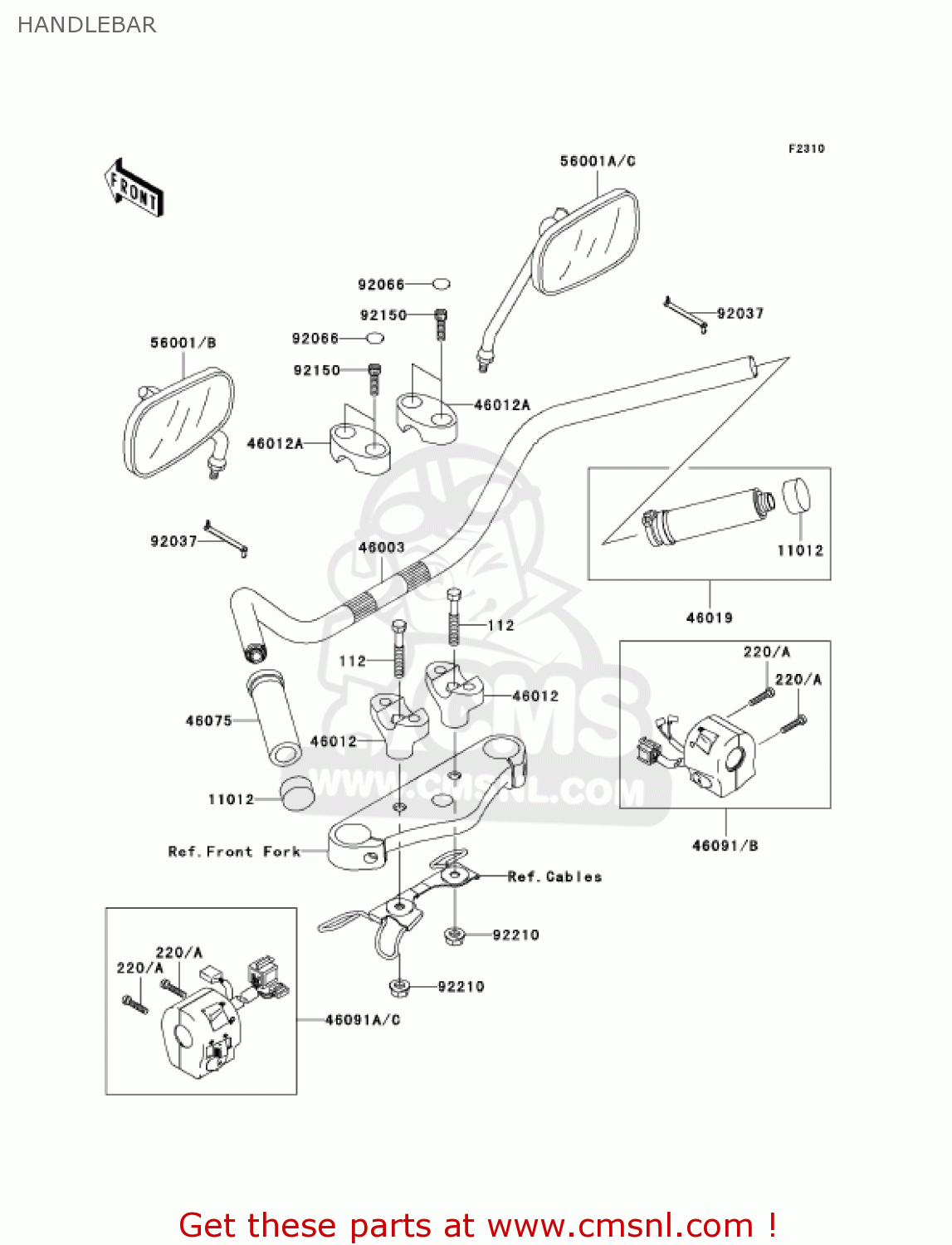 HANDLEBAR VN1500R2 VULCAN 1500 DRIFTER 2002 USA CALIFORNIA CANADA