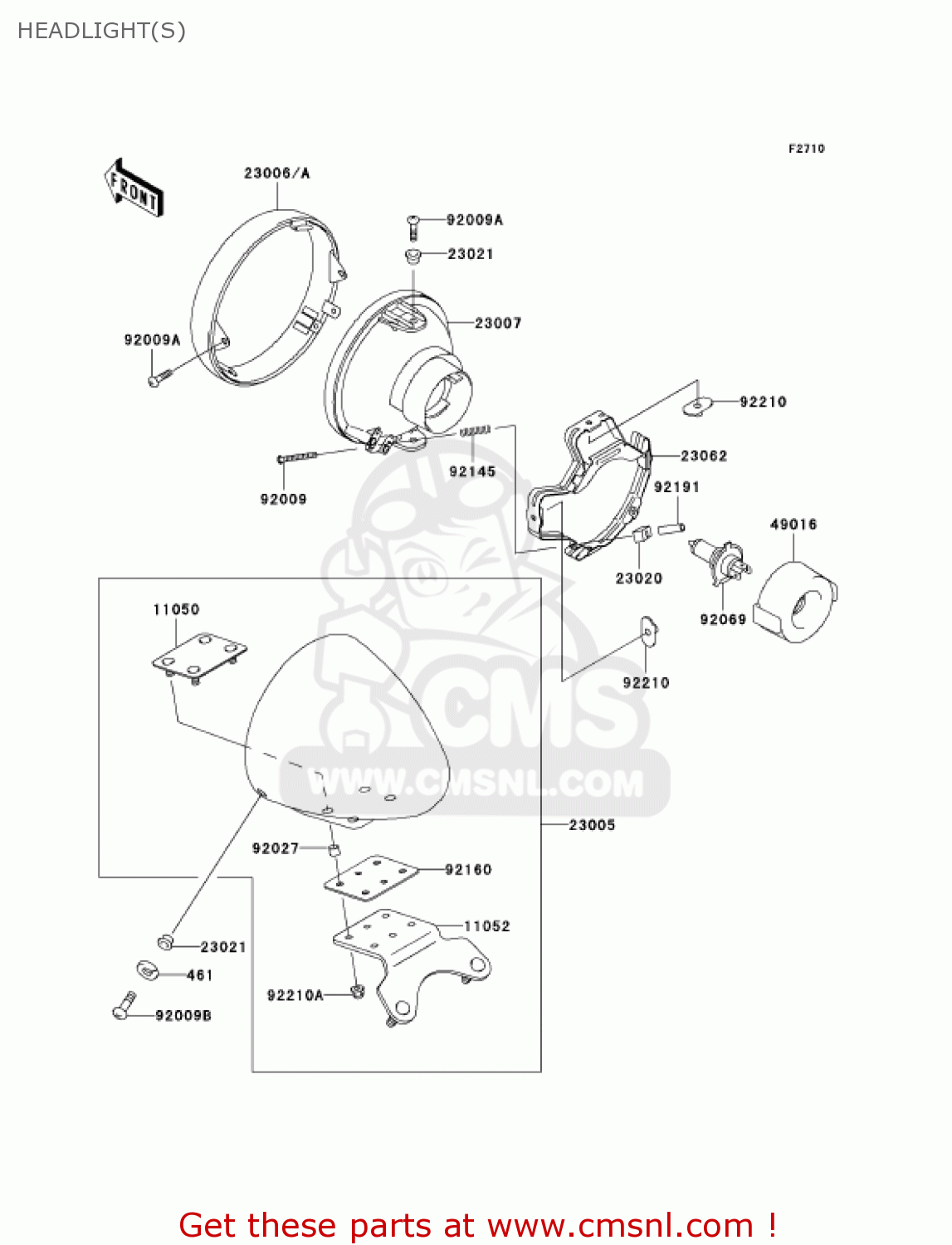 HEADLIGHT(S) VN1500R2 VULCAN 1500 DRIFTER 2002 USA CALIFORNIA CANADA