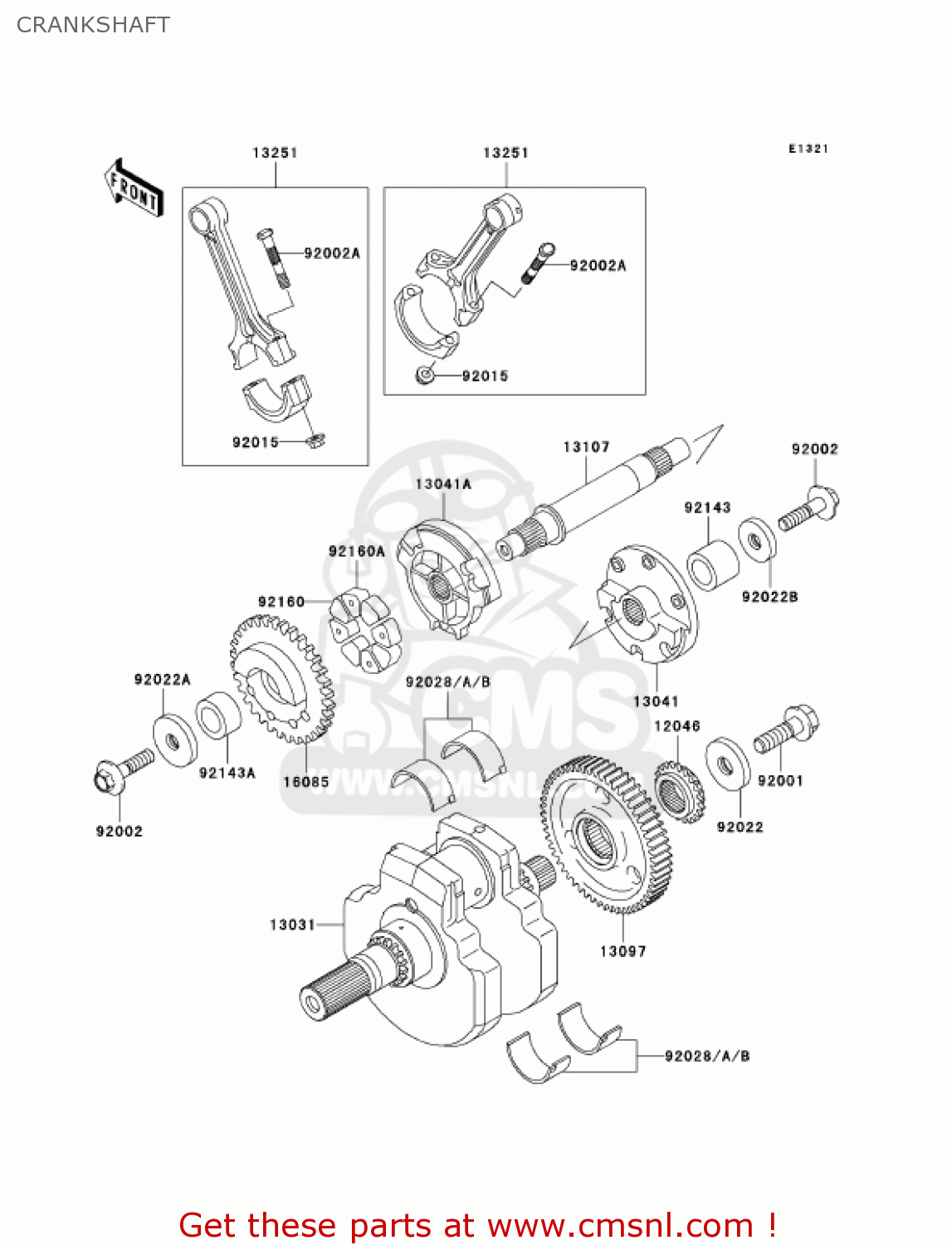 CRANKSHAFT VN1500R2 VULCAN 1500 DRIFTER 2002 USA CALIFORNIA CANADA