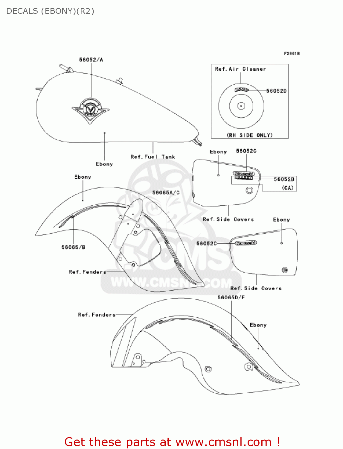 DECALS (EBONY)(R2) VN1500R2 VULCAN 1500 DRIFTER 2002 USA CALIFORNIA CANADA