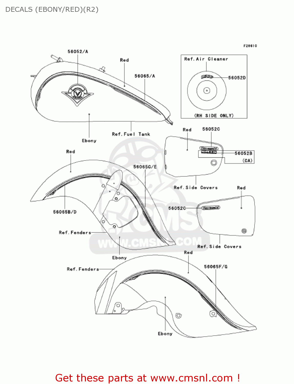 DECALS (EBONY/RED)(R2) VN1500R2 VULCAN 1500 DRIFTER 2002 USA CALIFORNIA CANADA