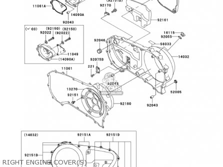 RIGHT ENGINE COVER(S) - VN1500R2 VULCAN 1500 DRIFTER 2002 USA CALIFORNIA CANADA